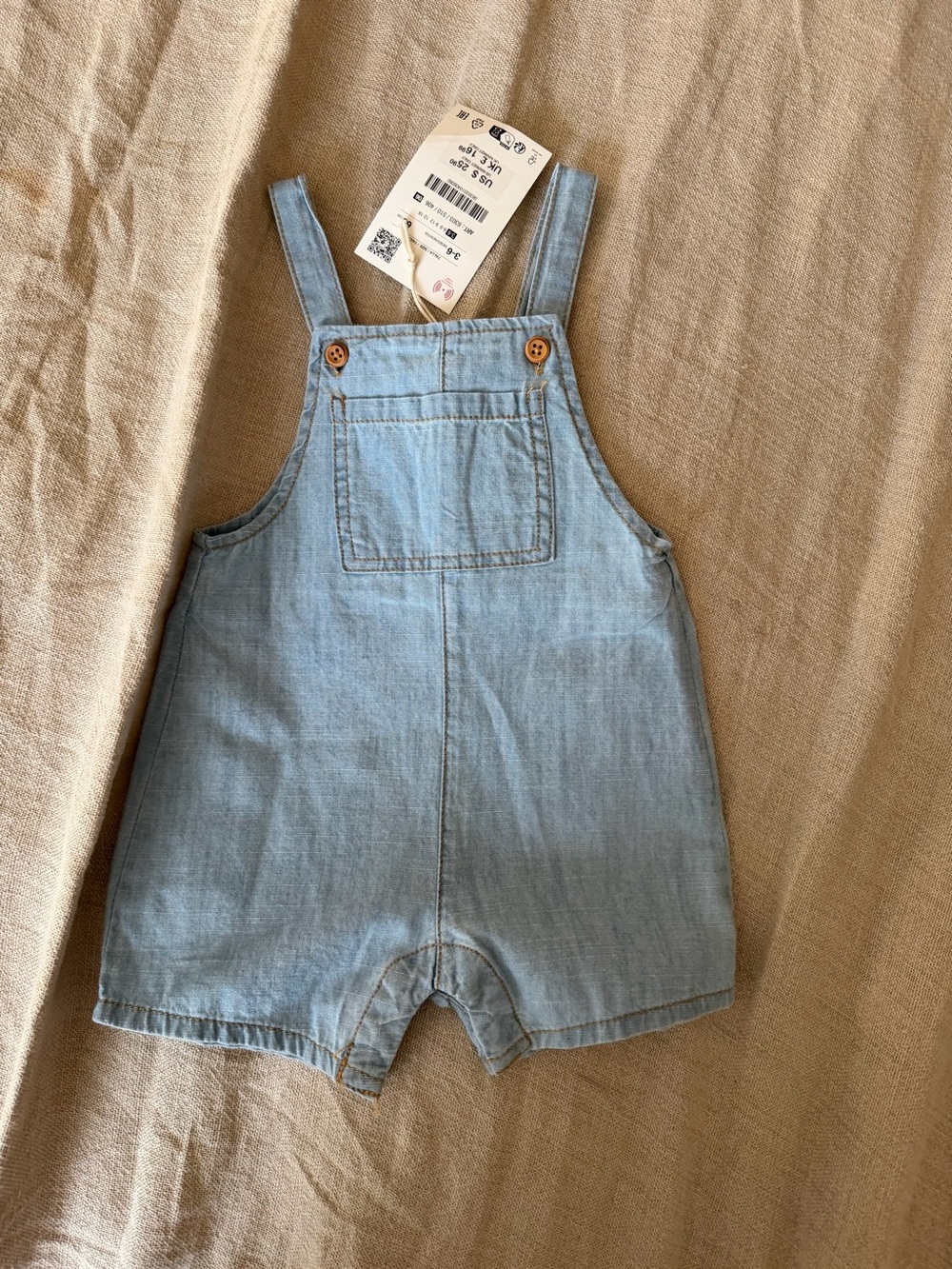 Zara Light Blue Denim Kids Short Overalls